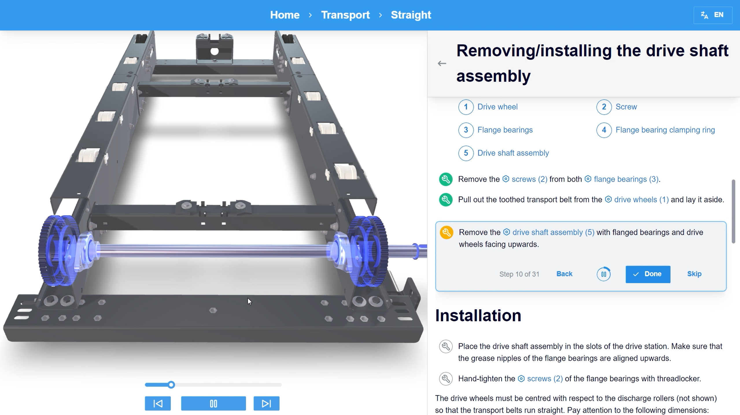 Beispiel Screenshot von: 3D-Software zur Darstellung von Wartungsanleitungen